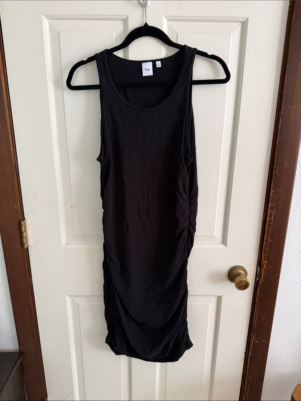 Aritzia Tna Black Racerback Ruched Sides Dress